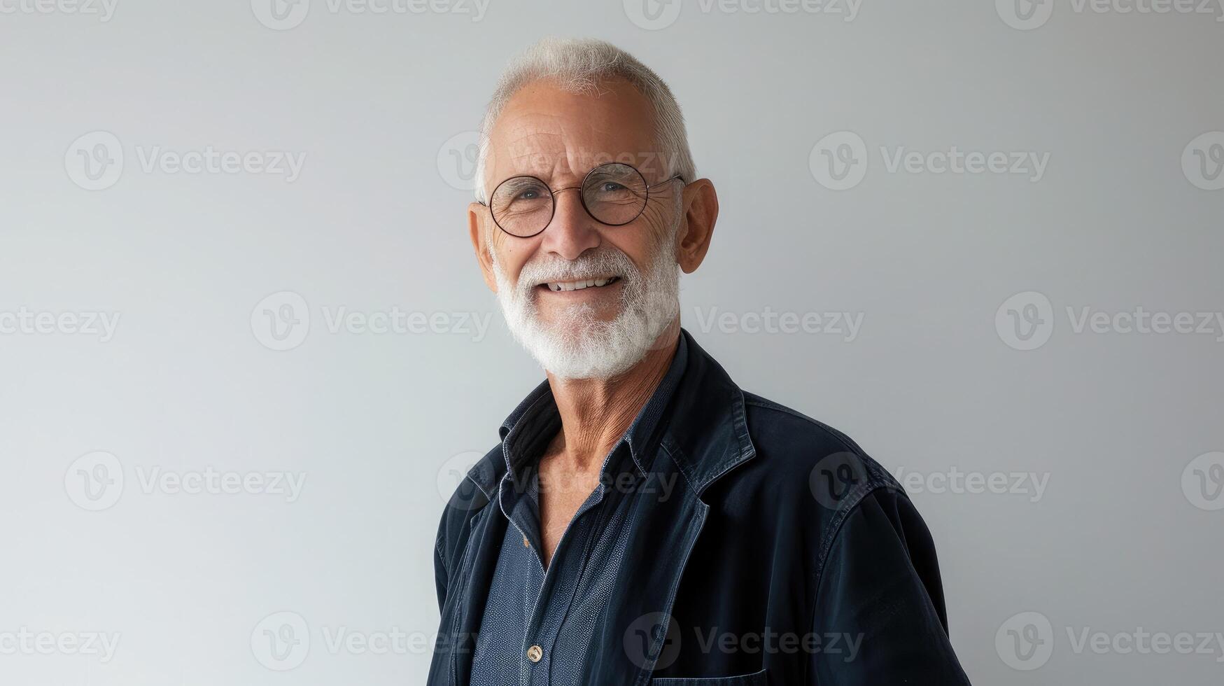 AI generated Portrait of smiling mature man standing on white background. photo