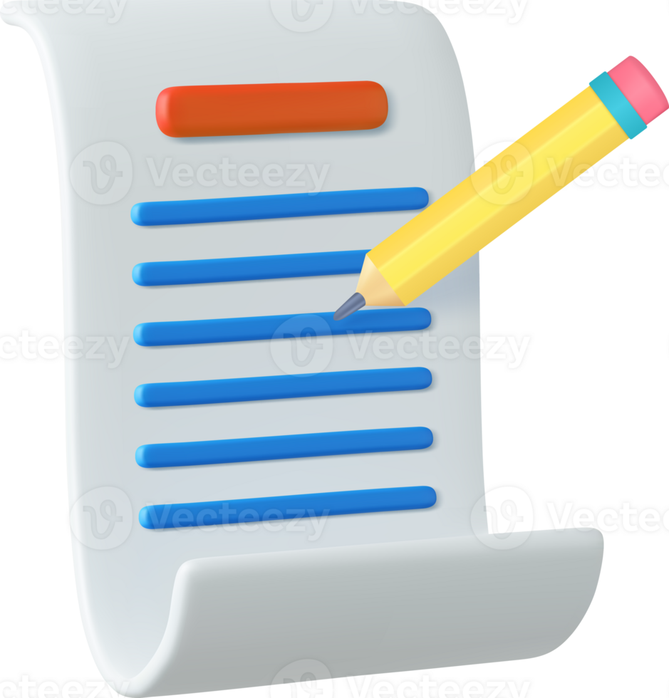 3d Copywriting, writing icon. Document concept png