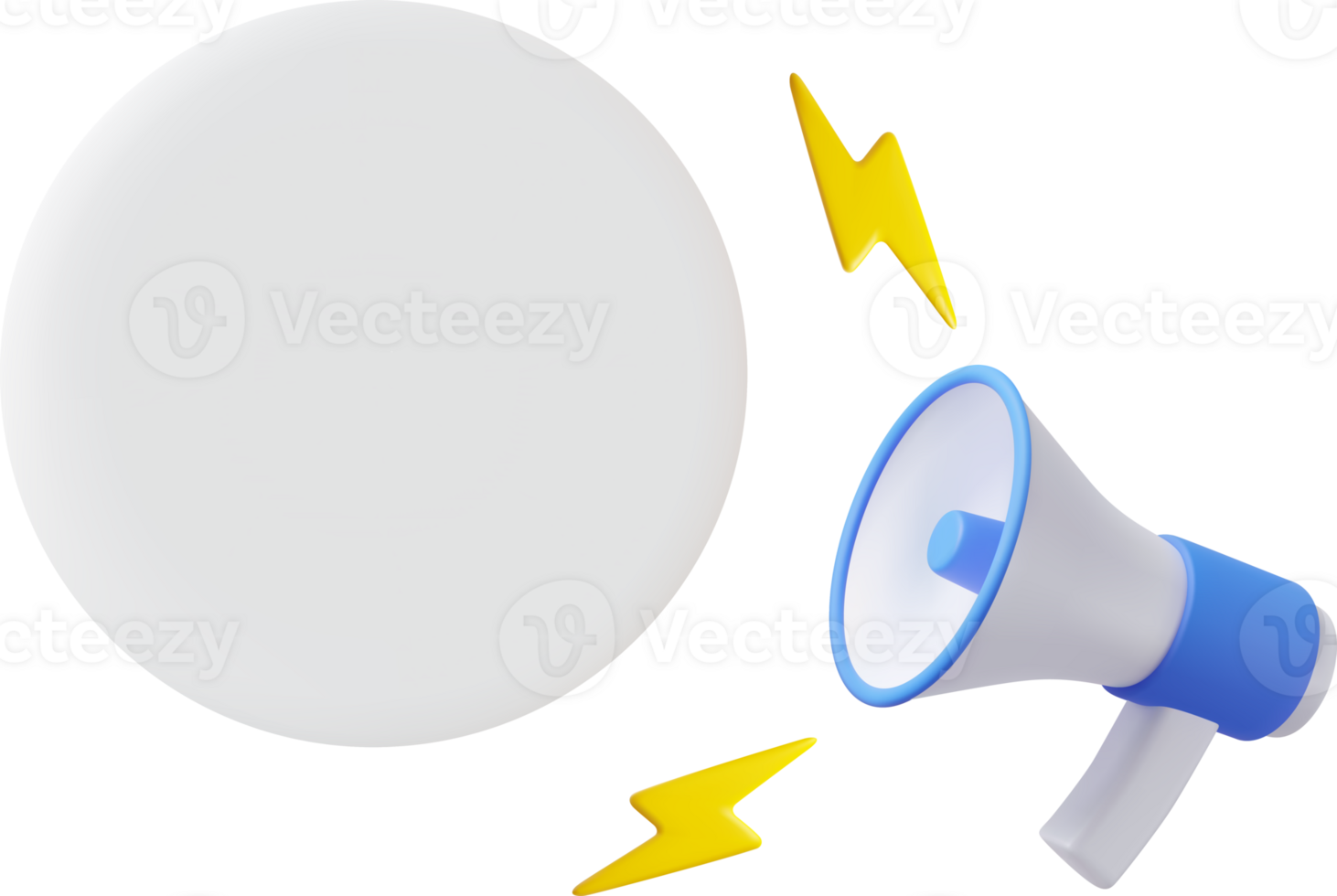 3d megaphone, loudspeaker with speech bubble png