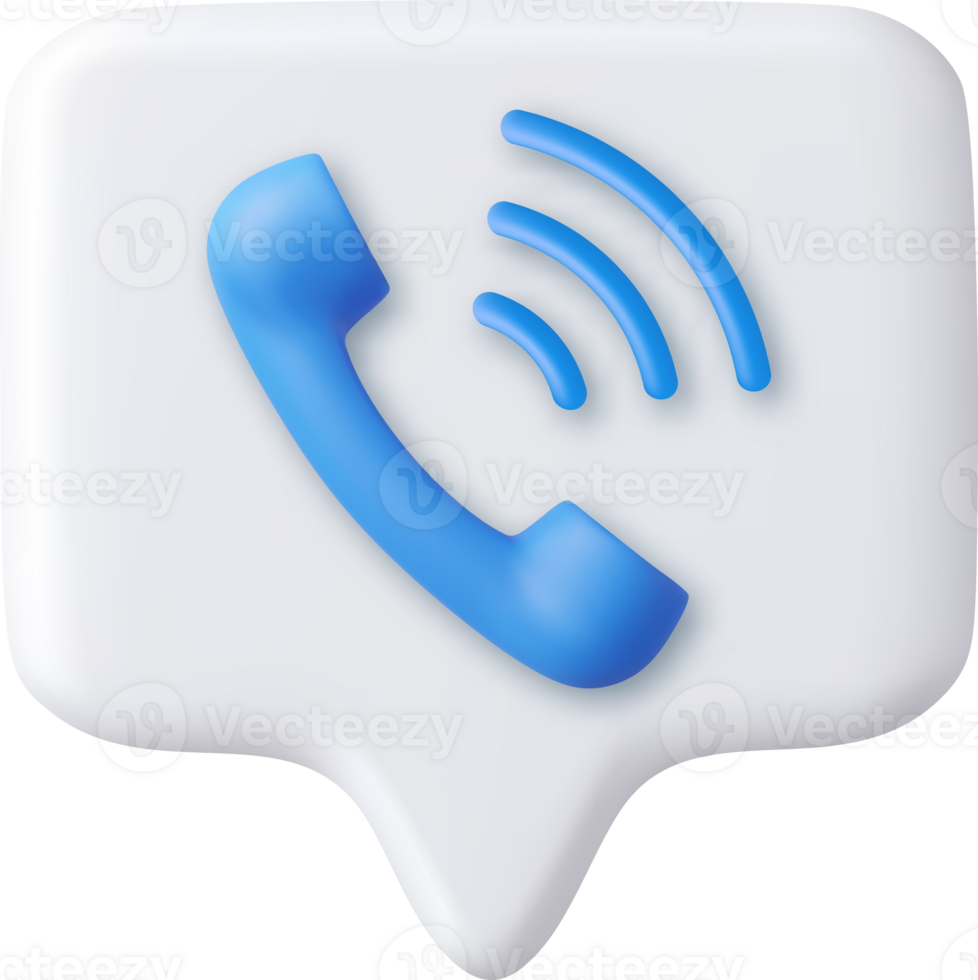 3D Phone handset with speech bubble. png