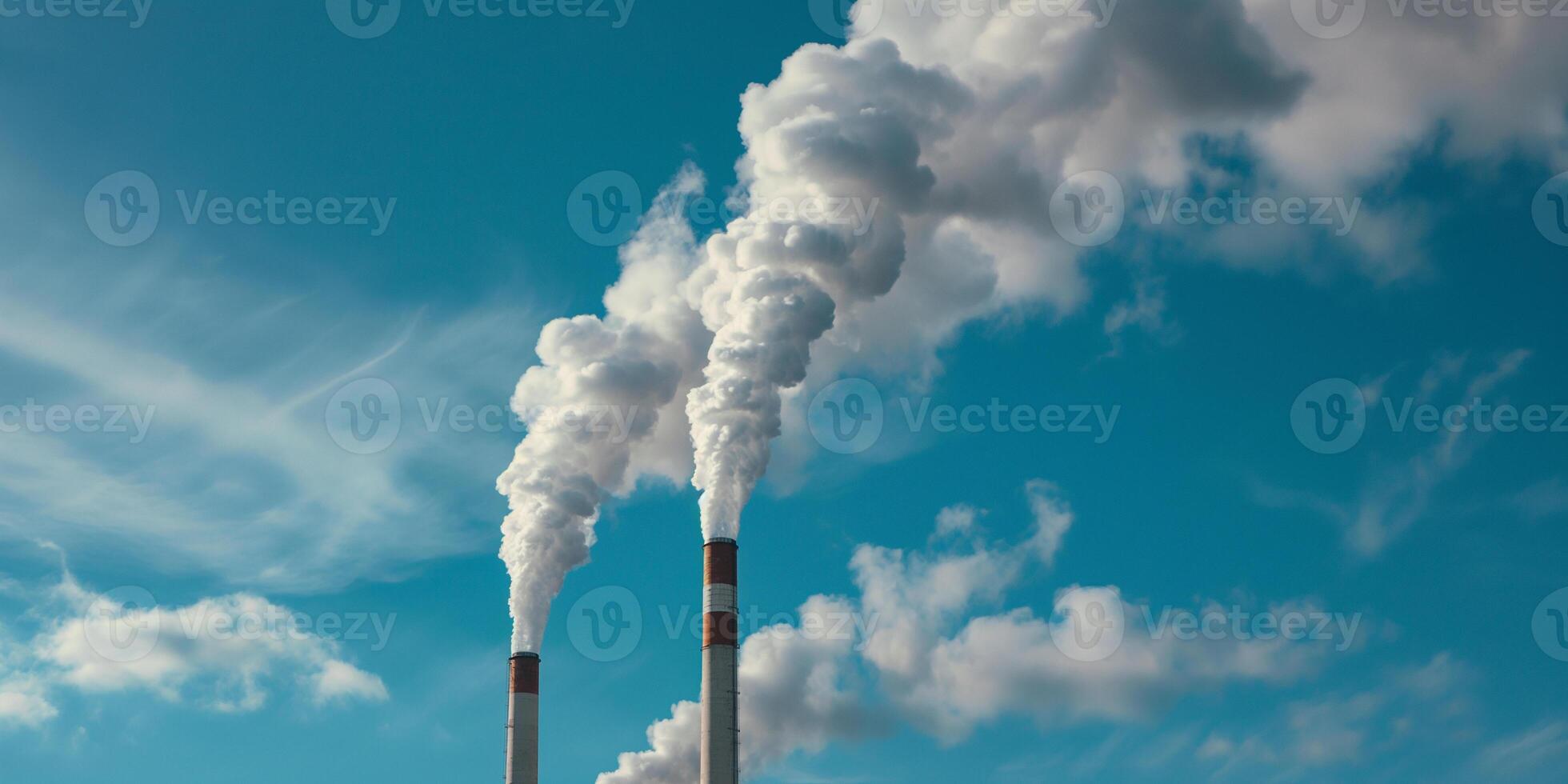 AI generated World Environment Day Concept, Industrial Smokestacks and Environmental Impact photo