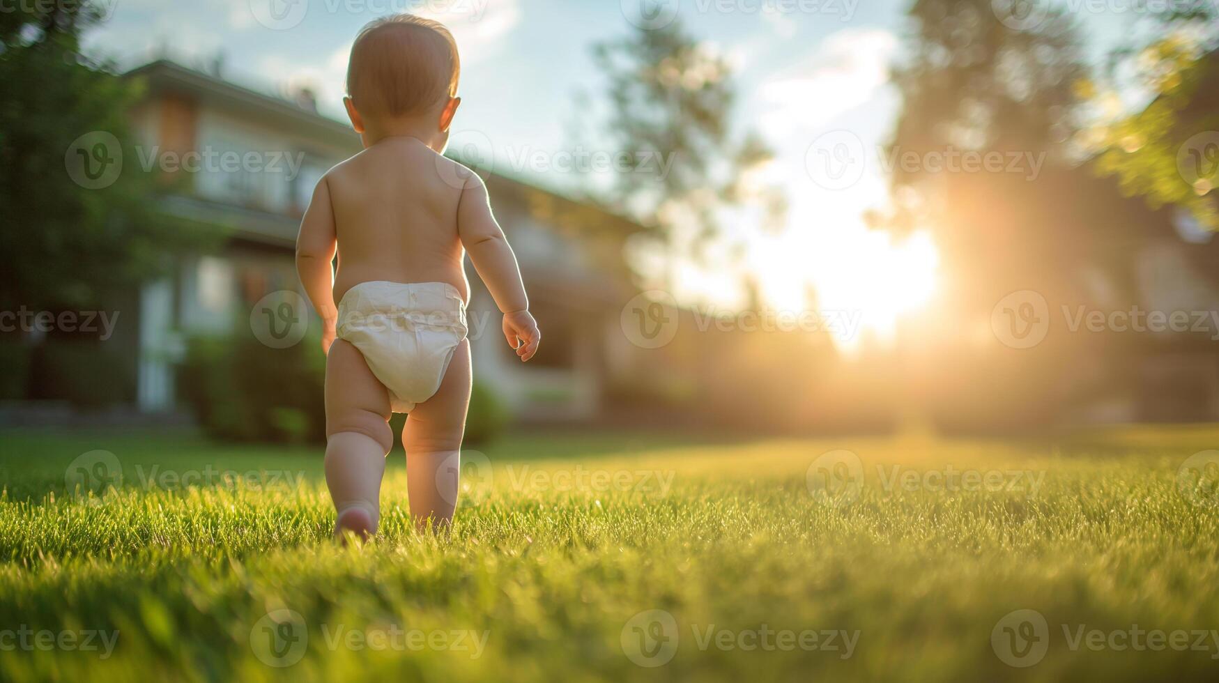 AI generated Toddler Enjoying a Sunset in the Park photo