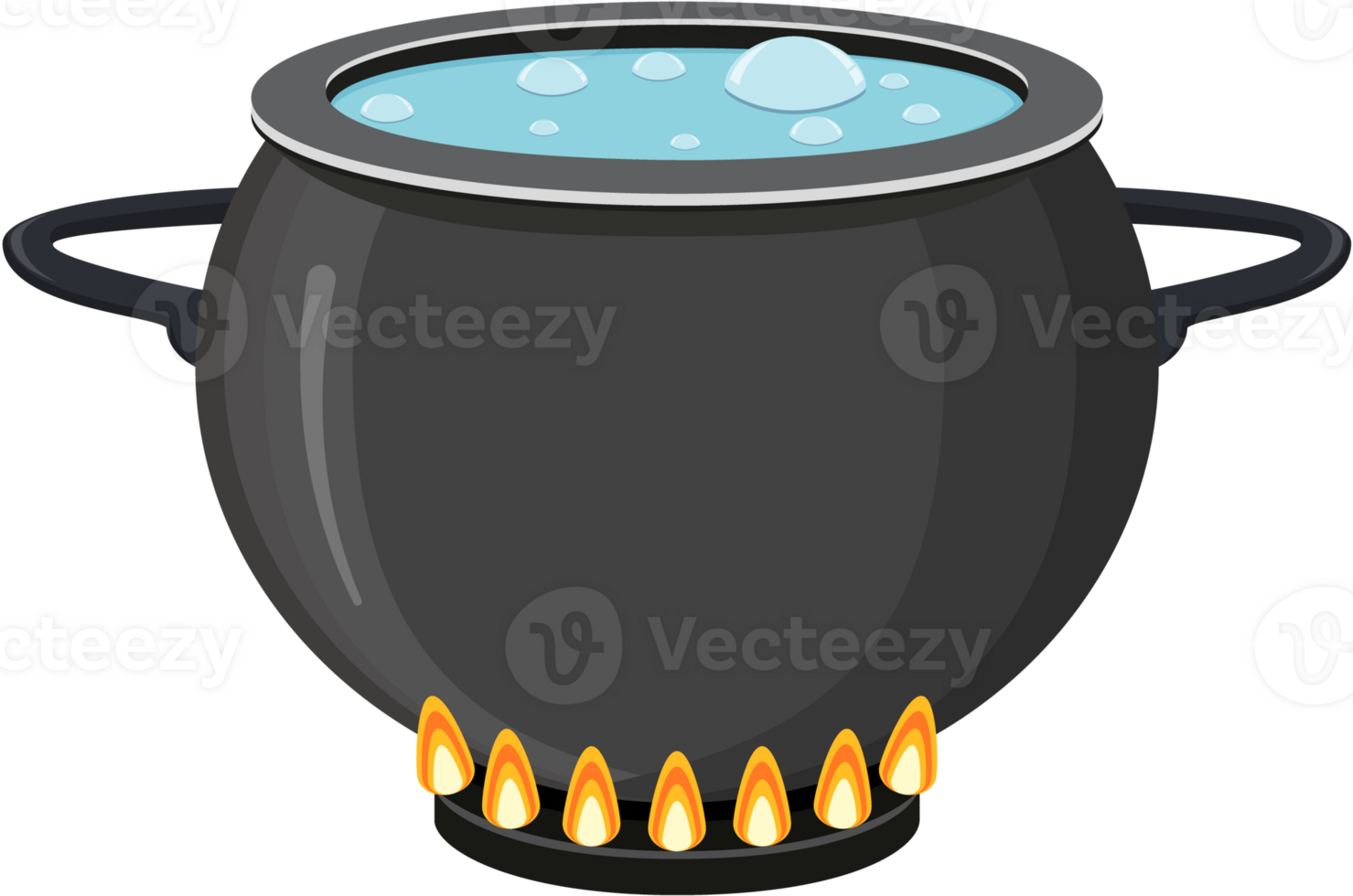 Boiling water in black pan. png