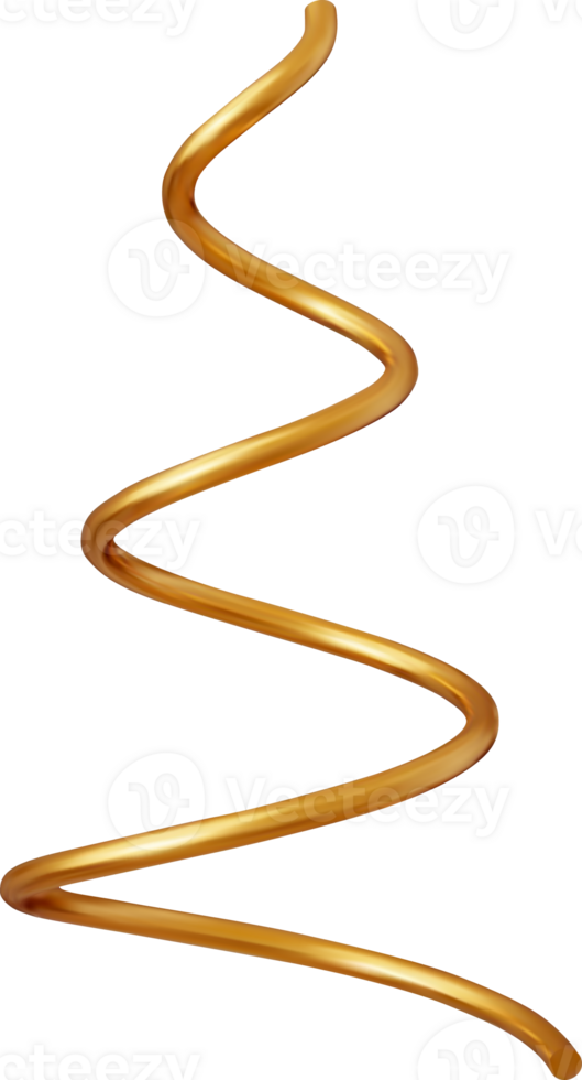 3d gold spiral Christmas tree png