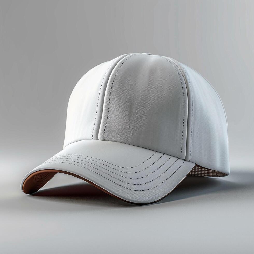 AI generated Simple yet stylish white baseball cap rendered in 3D view For Social Media Post Size photo