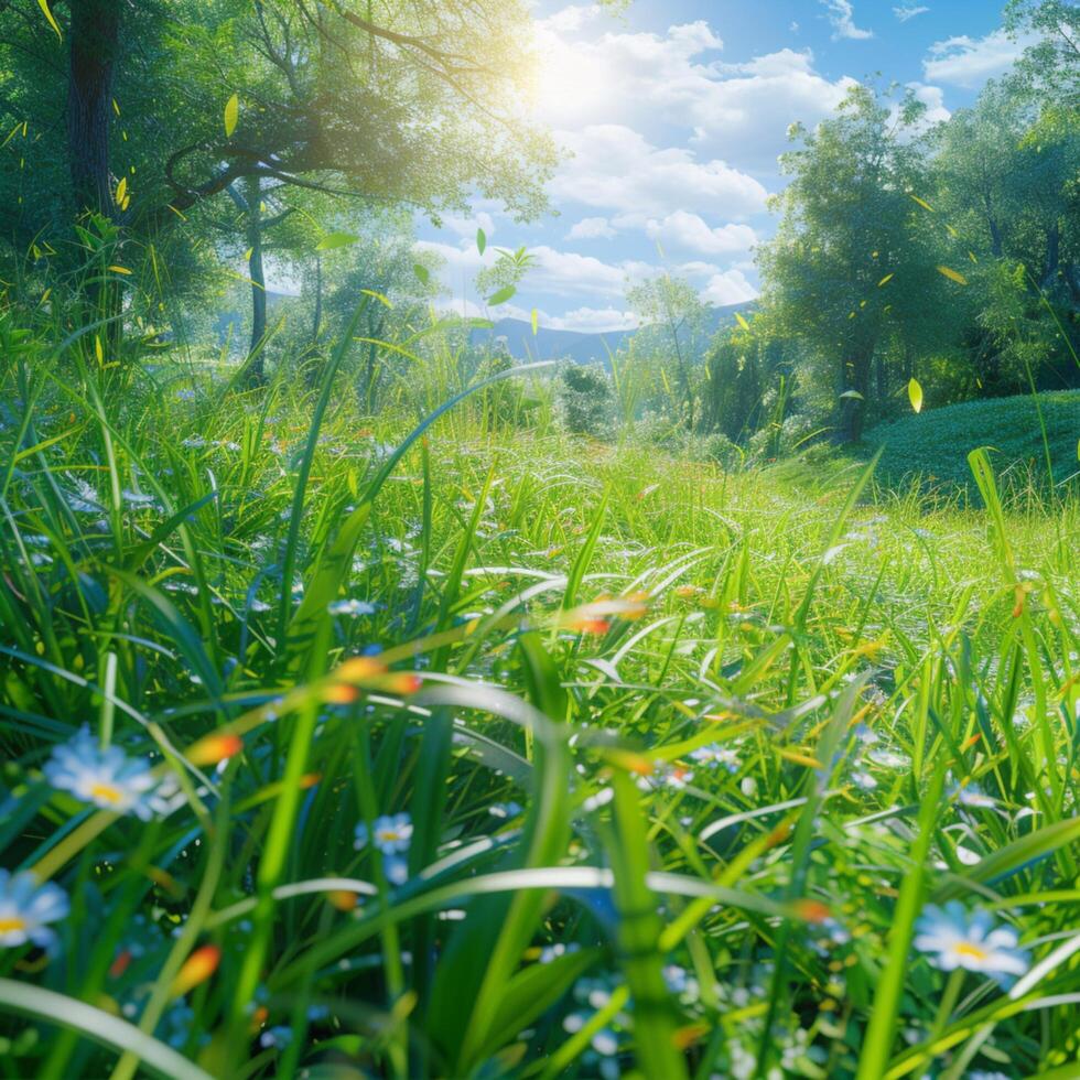 ai generado Perfecto soleado día en primavera, ideal para al aire libre ocupaciones para social medios de comunicación enviar Talla foto