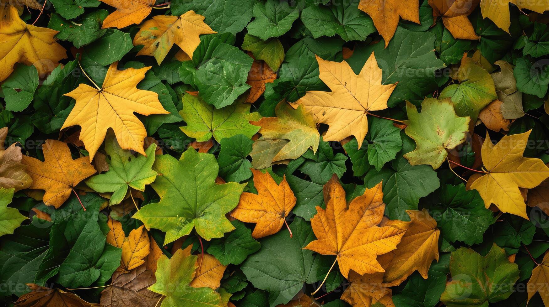 ai generado el antecedentes imagen ese es verde, el colores de el otoño hojas son perfecto, adecuado para estacional usar. foto