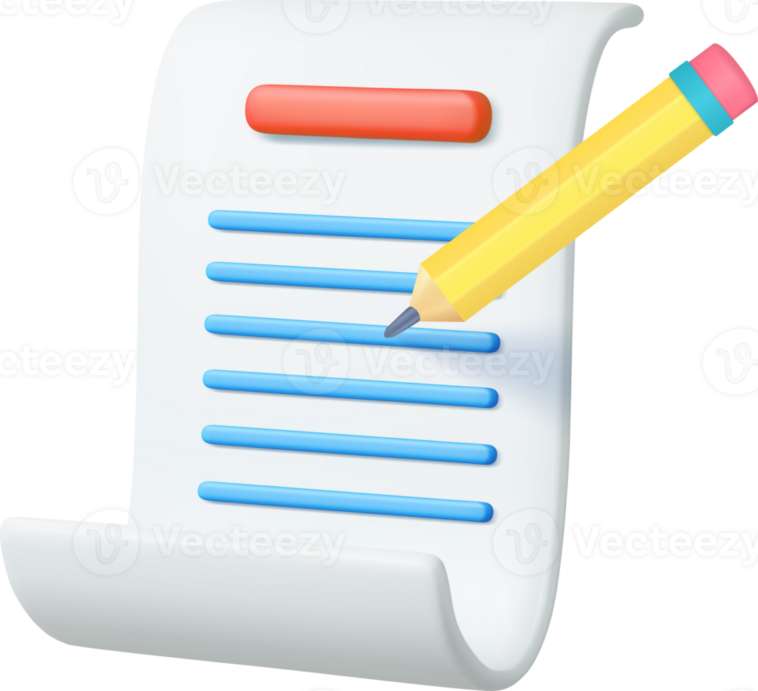 3d Copywriting, writing icon. Document concept png