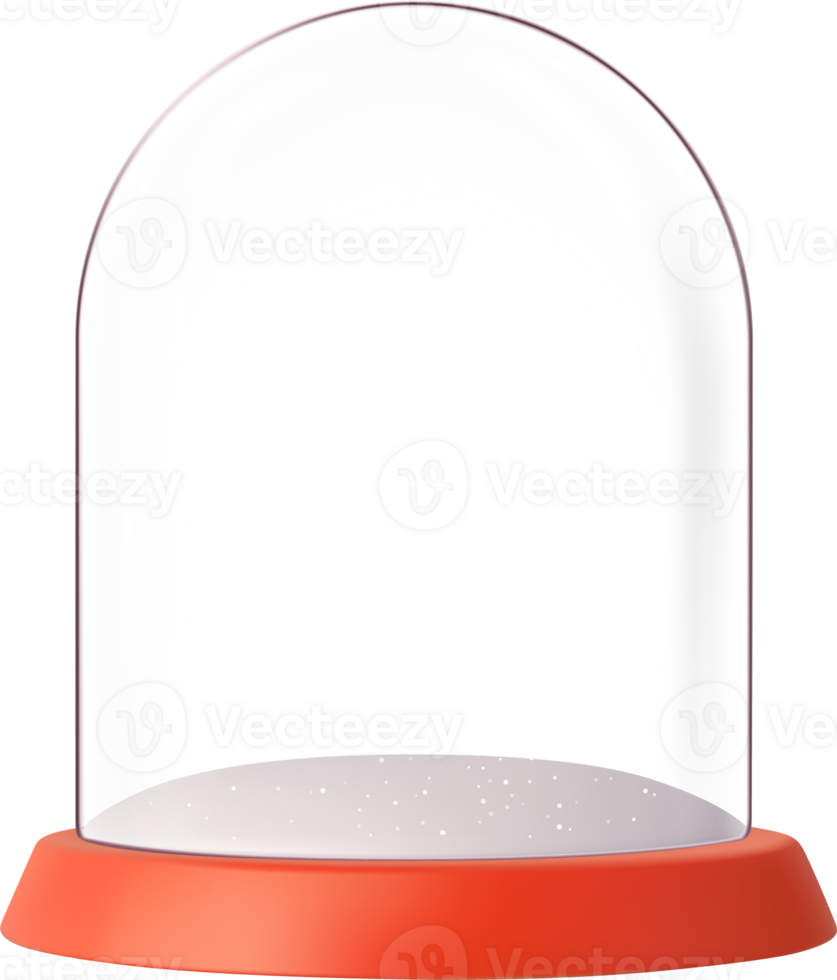 3d Empty snow glass ball with red tray png