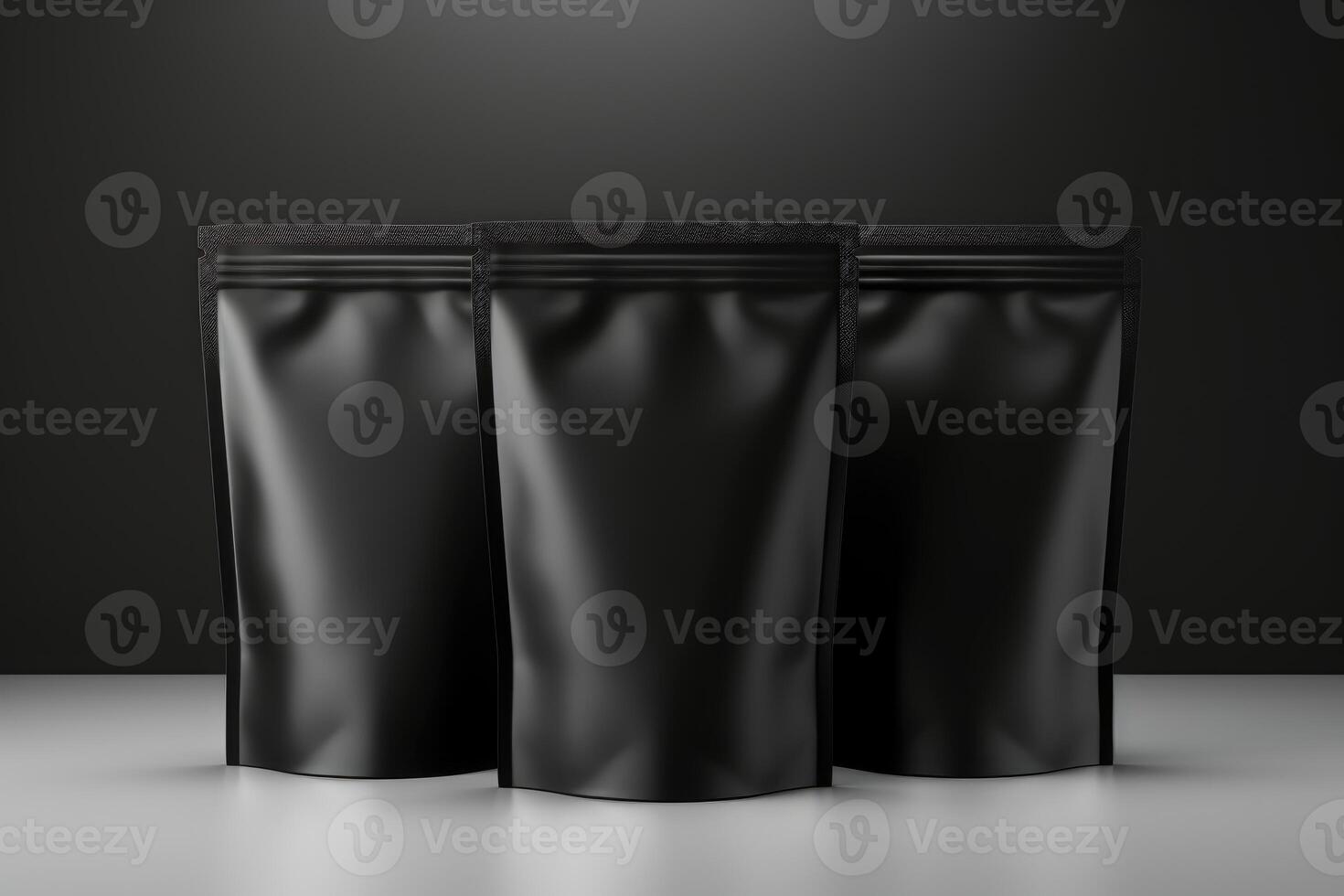 AI generated Black Matte Stand-Up Pouches on Dark photo