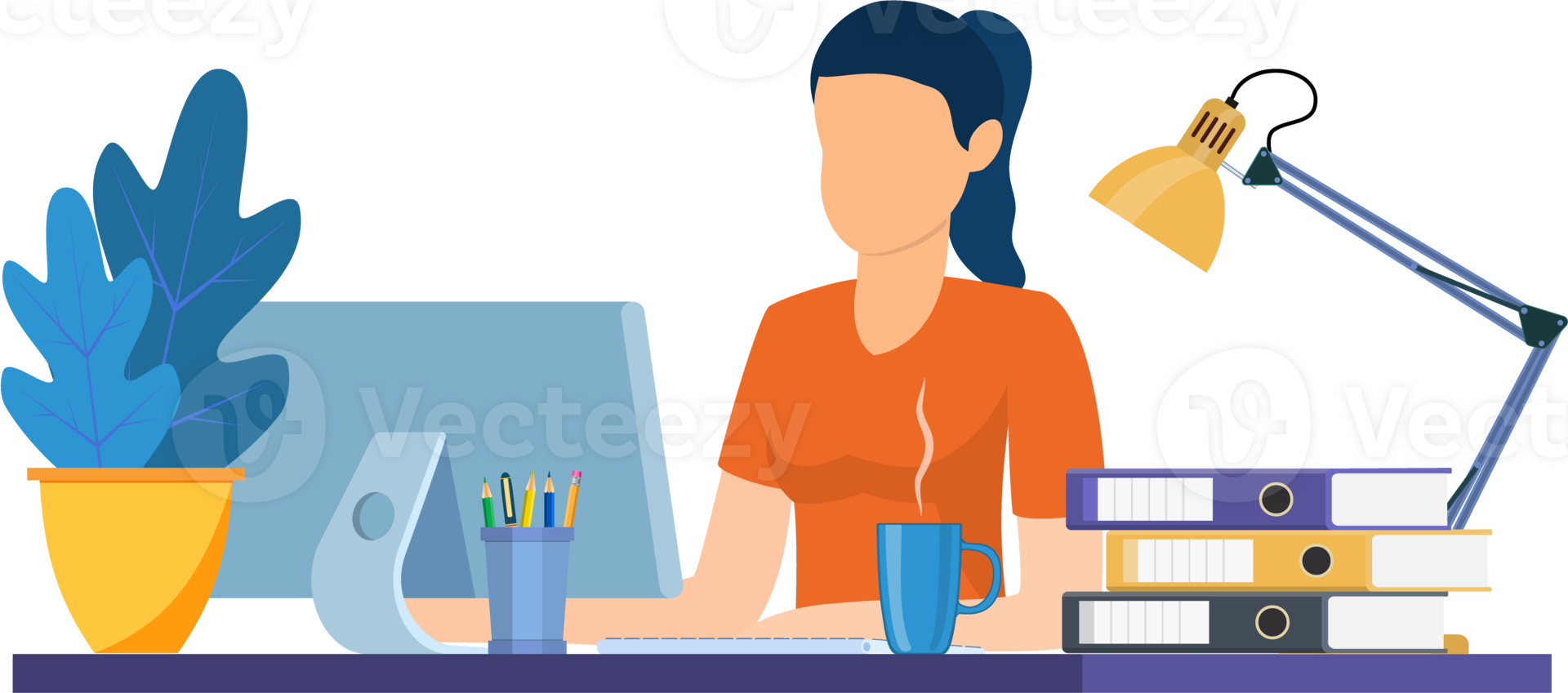 woman working on laptop png