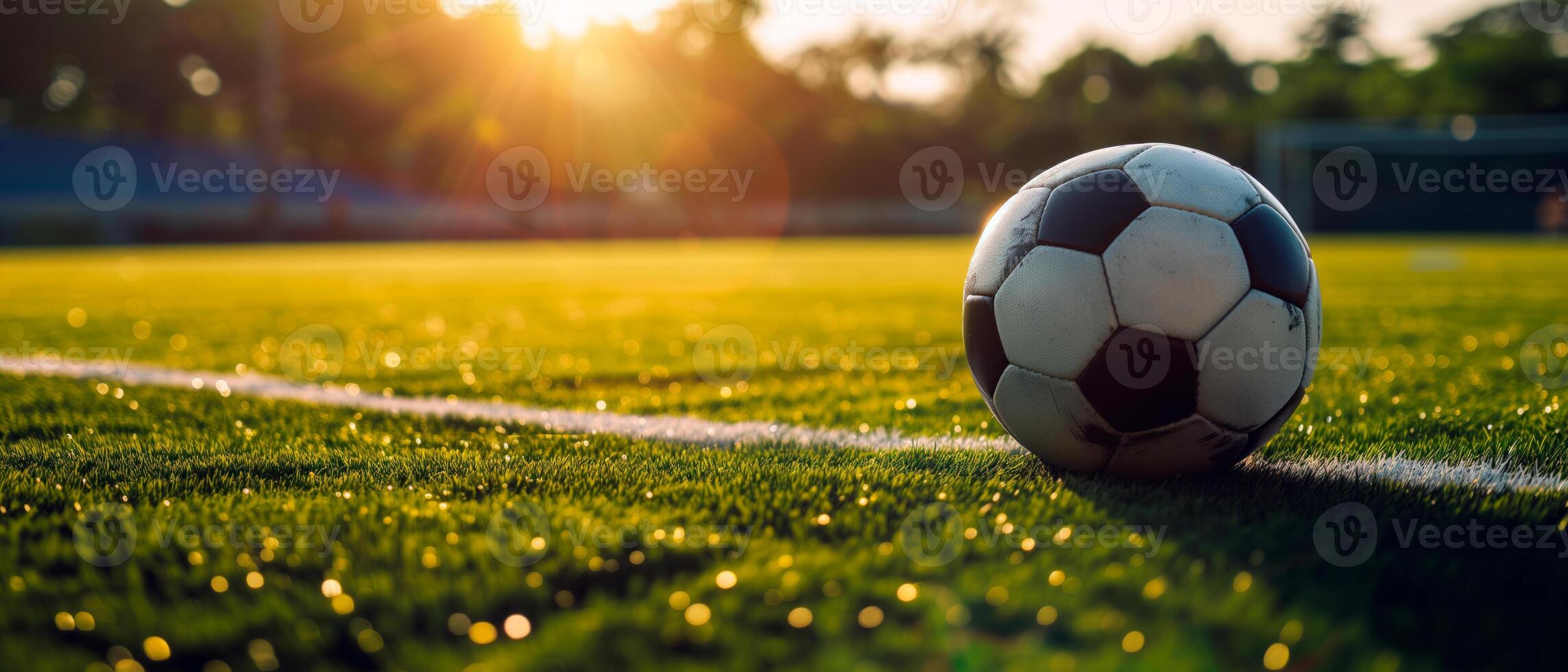 ai generado fútbol pelota en verde campo. europeo fútbol americano bandera concepto con vacío espacio para texto y promoción. foto