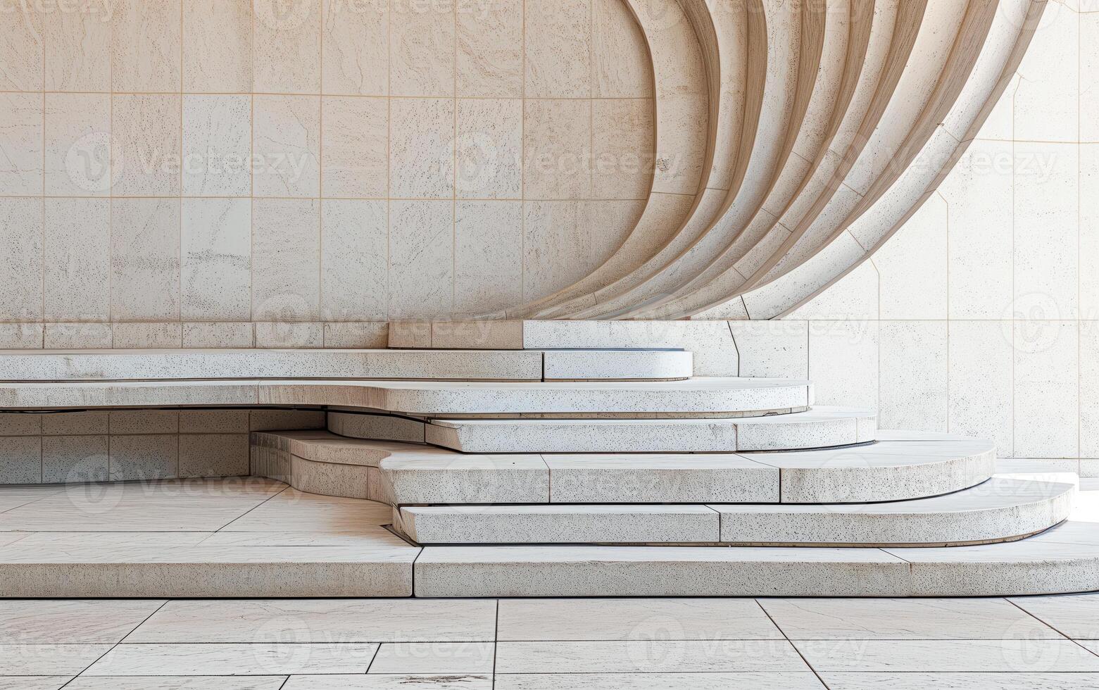 AI generated Modern white concrete building. 3D render of abstract white architectural building with empty space for text. photo