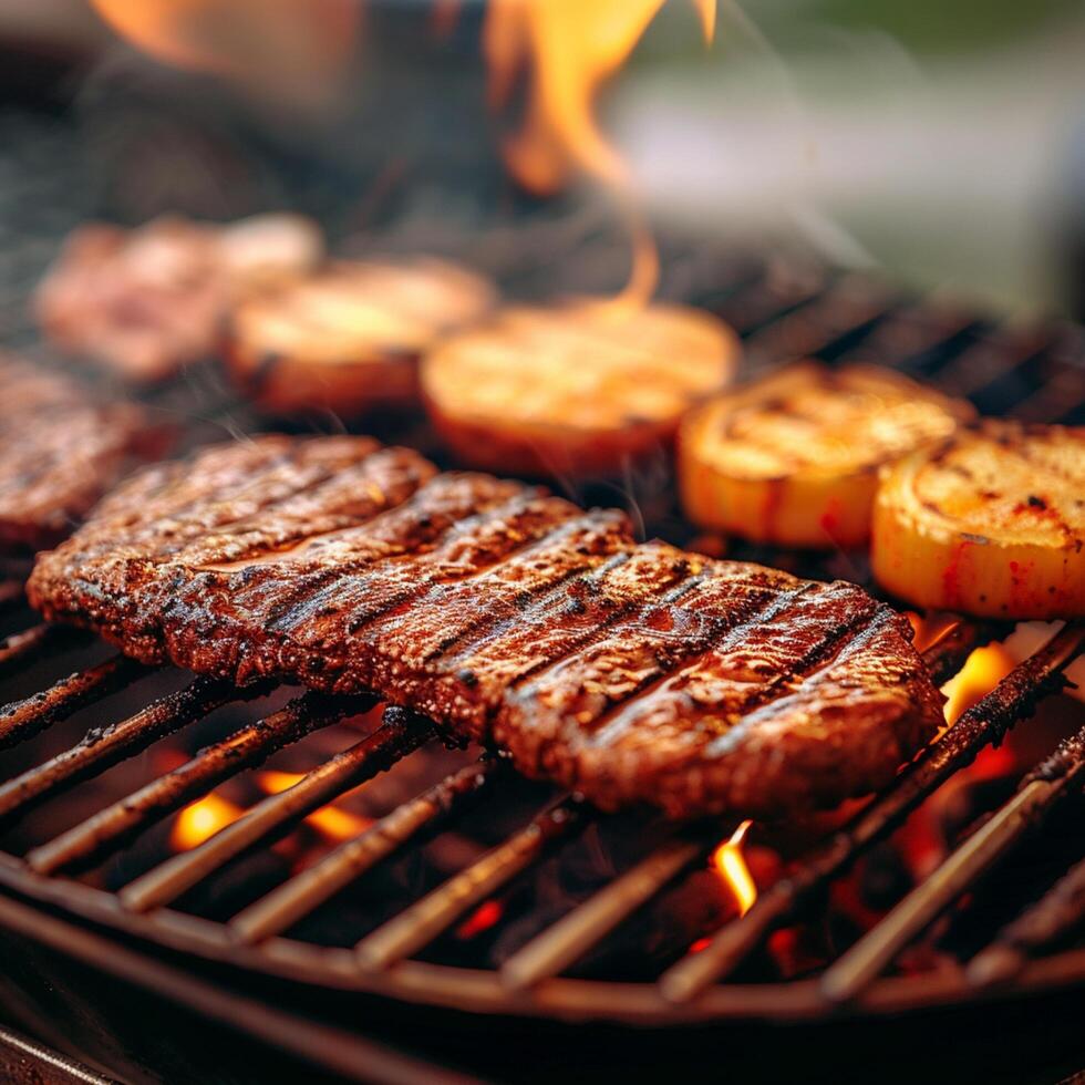 ai generado sabroso parilla carne parrillas a perfección, prometedor un sabroso comida para social medios de comunicación enviar Talla foto