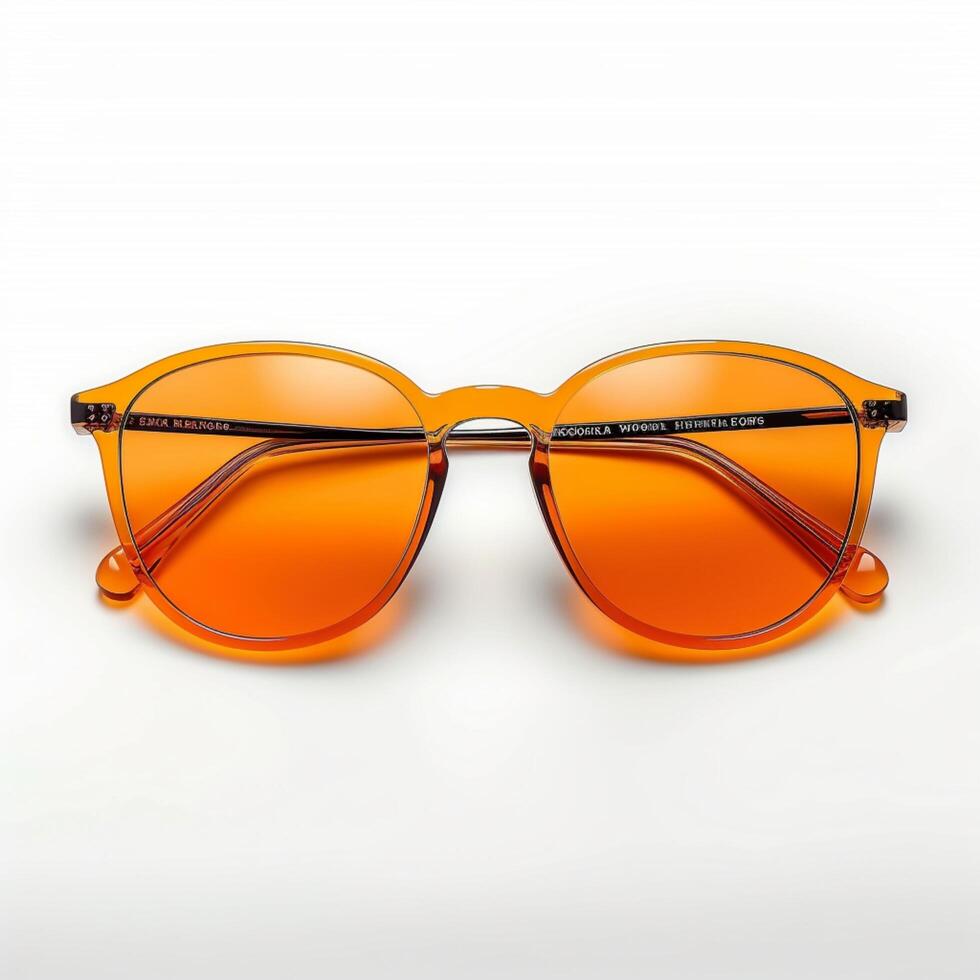 AI generated Sunglasses with orange glass in stylish iron frame isolated white For Social Media Post Size photo