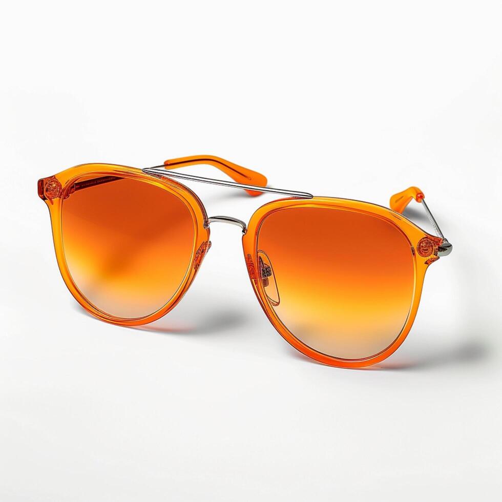 AI generated Sunglasses with orange glass in stylish iron frame isolated white For Social Media Post Size photo