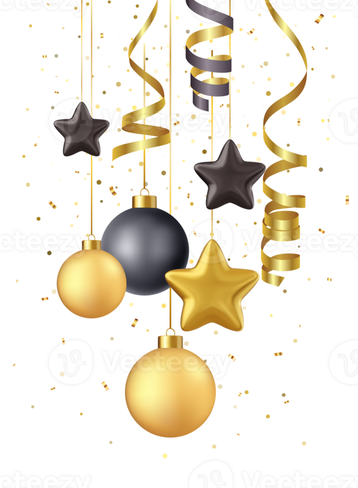 Christmas Black and Gold Party Decorations png