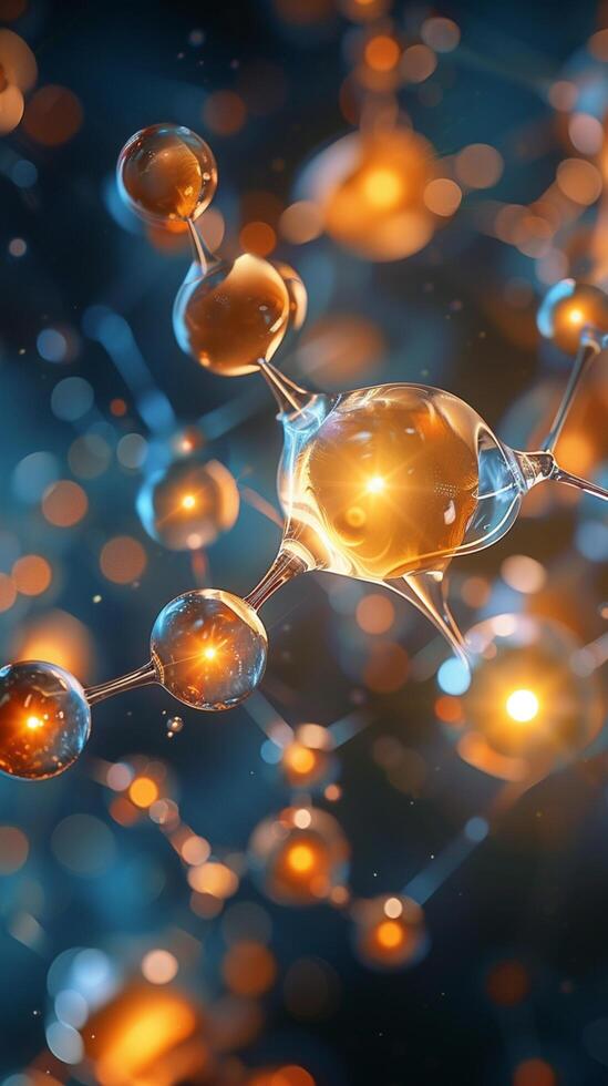 AI generated Molecule or atom depicted against backdrop of scientific exploration Vertical Mobile Wallpaper photo