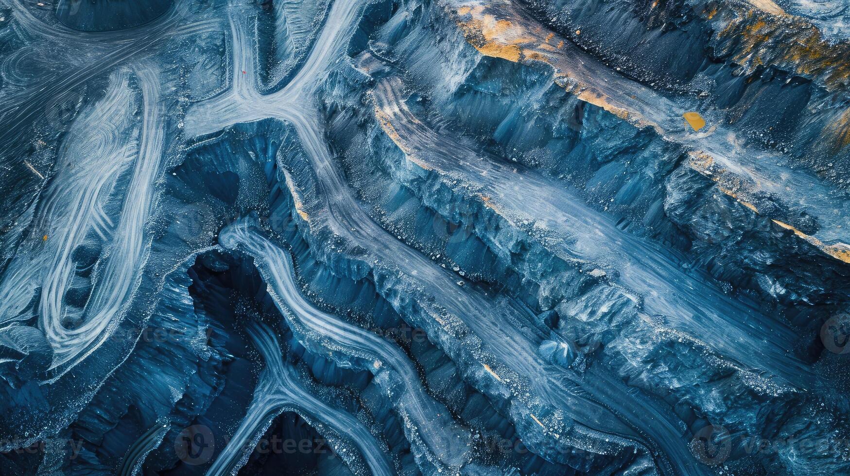 AI generated Industry Banner Open pit mine, extractive industrial for coal, aerial top view drone. photo