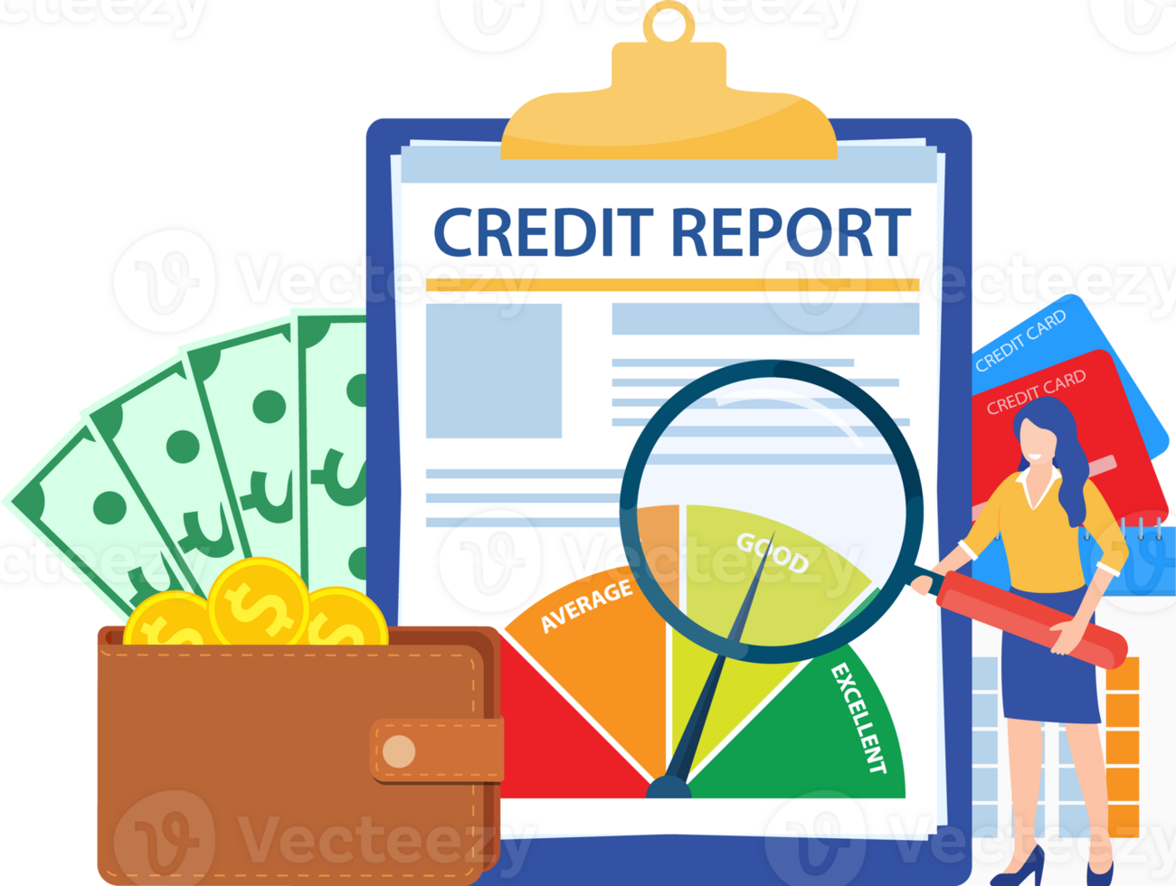 Credit report document concept. png