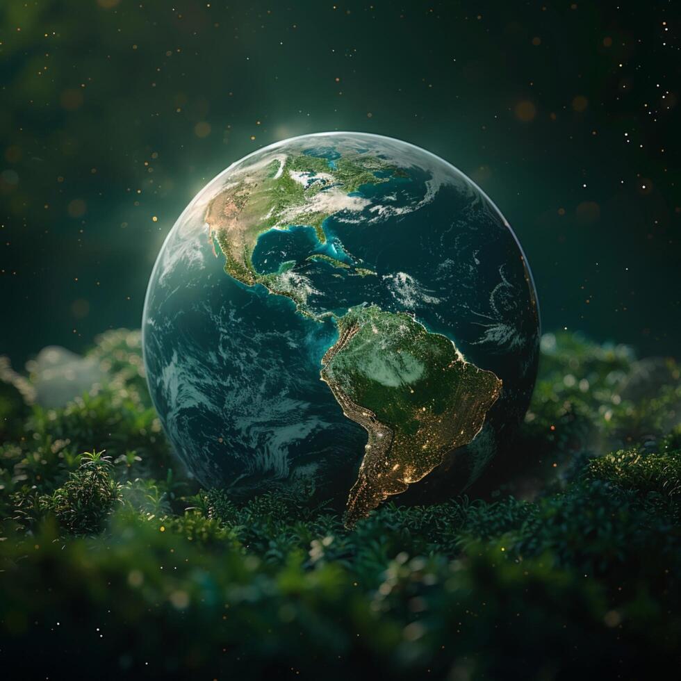 ai generado ambiental Abogacía conceptual imagen Destacar verde planeta para tierra día para social medios de comunicación enviar Talla foto