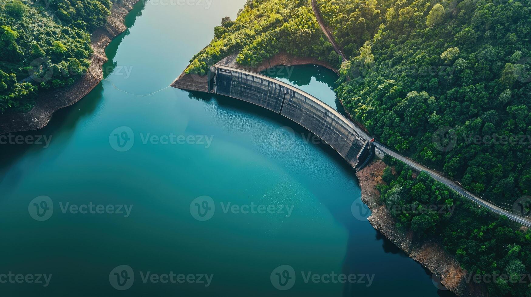 ai generado agua represa y reservorio lago aéreo panorámico ver foto