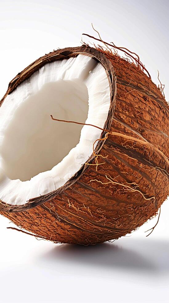 AI generated Versatile design element Coconut on white background with clipping path Vertical Mobile Wallpaper photo