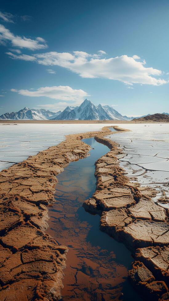 ai generado crítico agua escasez sequía enfatiza prensado ecológico cuestiones vertical móvil fondo de pantalla foto