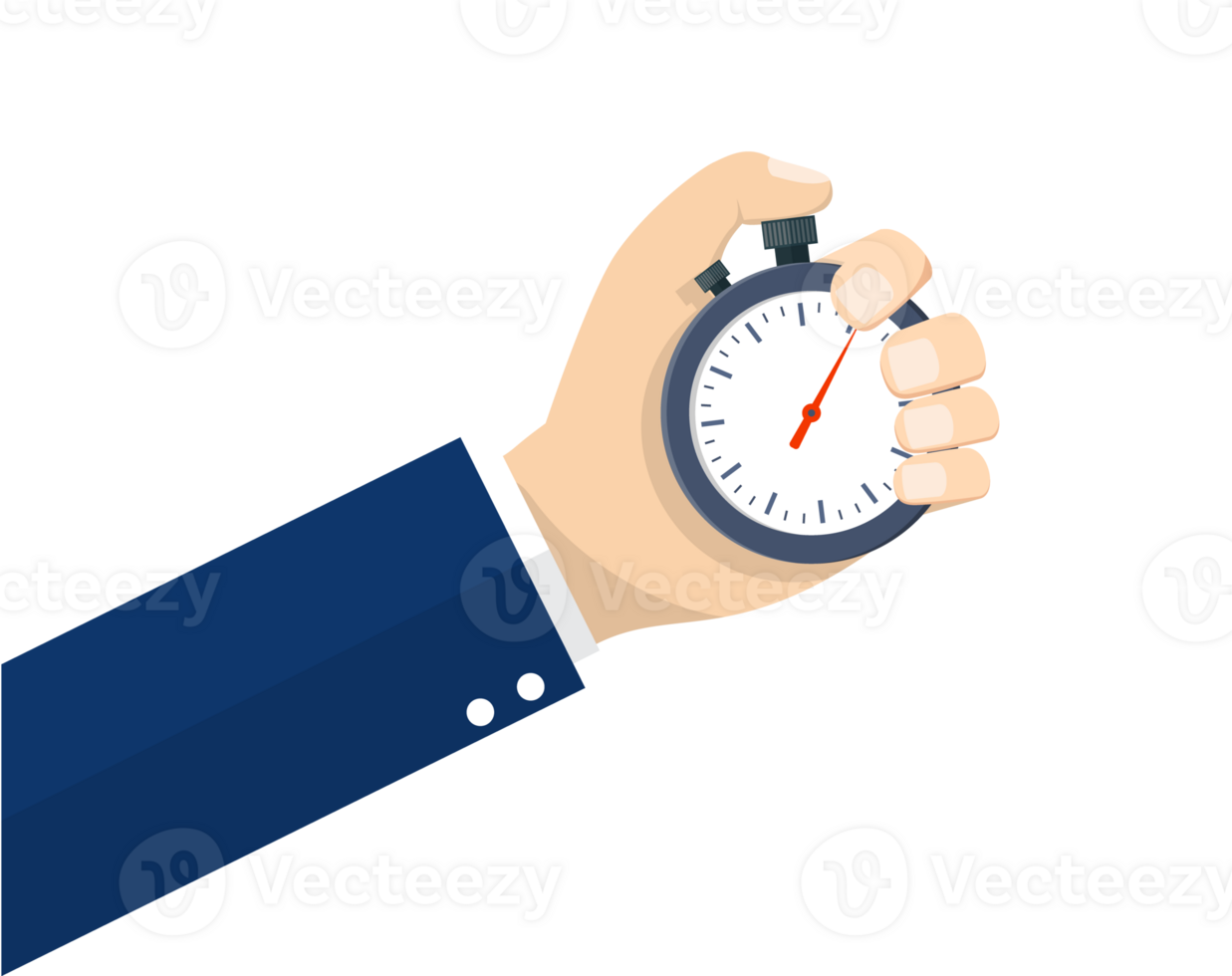 Man hand holding stopwatch. png