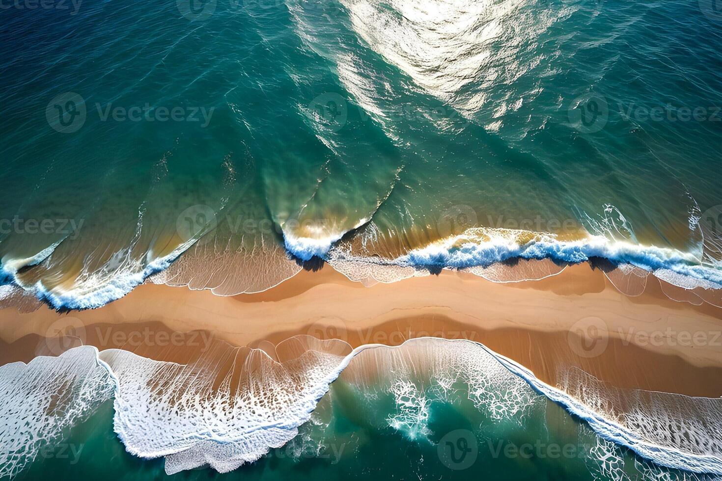 AI generated An aerial drone view of sea wave during summer photo