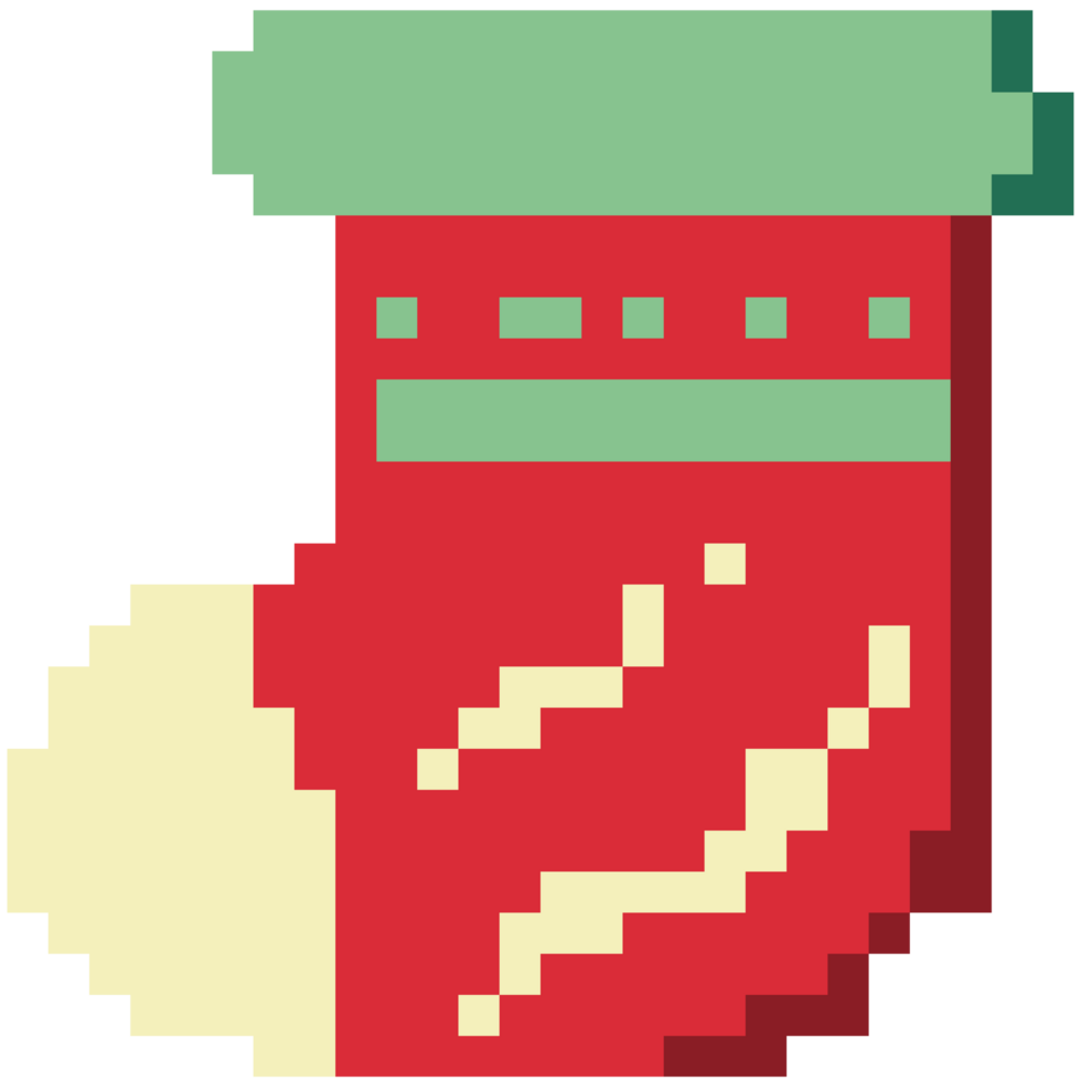 Cute pixel sock with Christmas theme. png