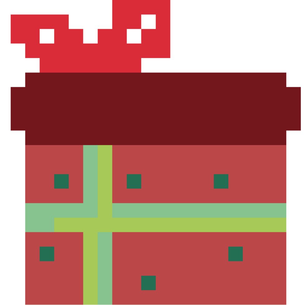 Cute pixel Christmas gift, red present box png