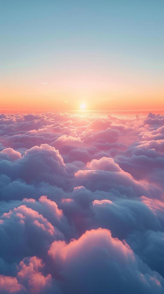 AI generated Elevated horizon Ethereal clouds create a dreamy atmospheric backdrop Vertical Mobile Wallpaper photo