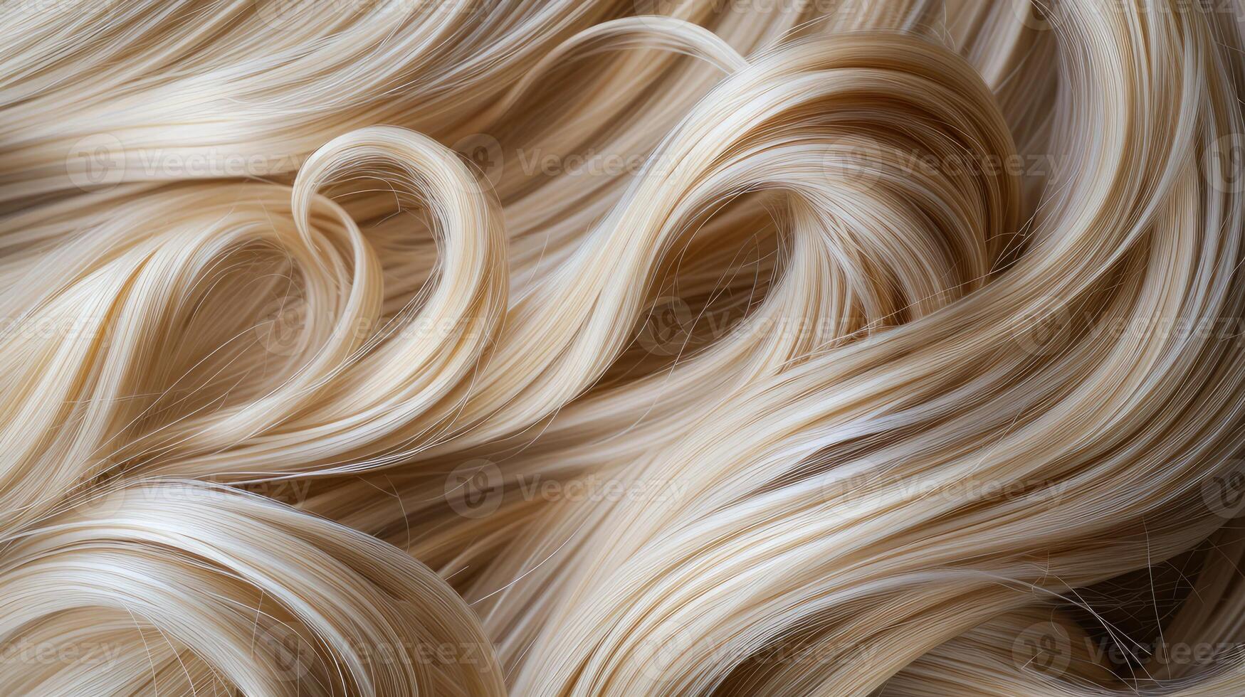 AI generated Generative AI, Female blonde curly hair texture background, close up hairs photo