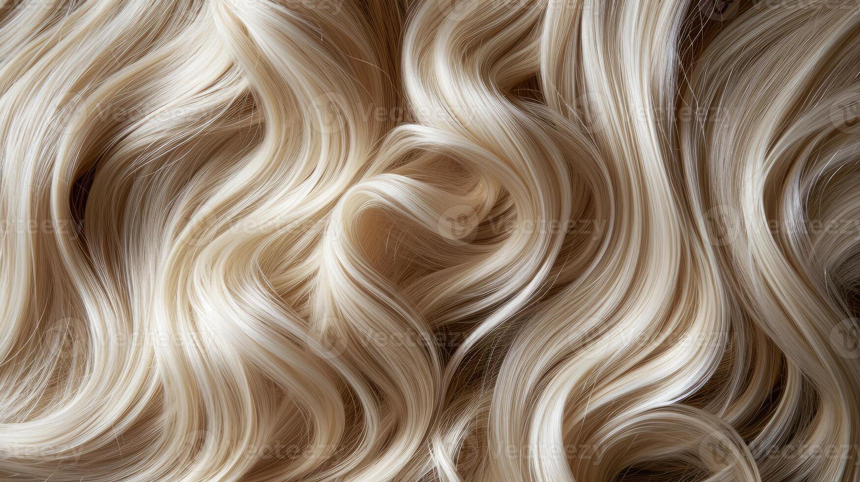 AI generated Generative AI, Female blonde curly hair texture background, close up hairs photo