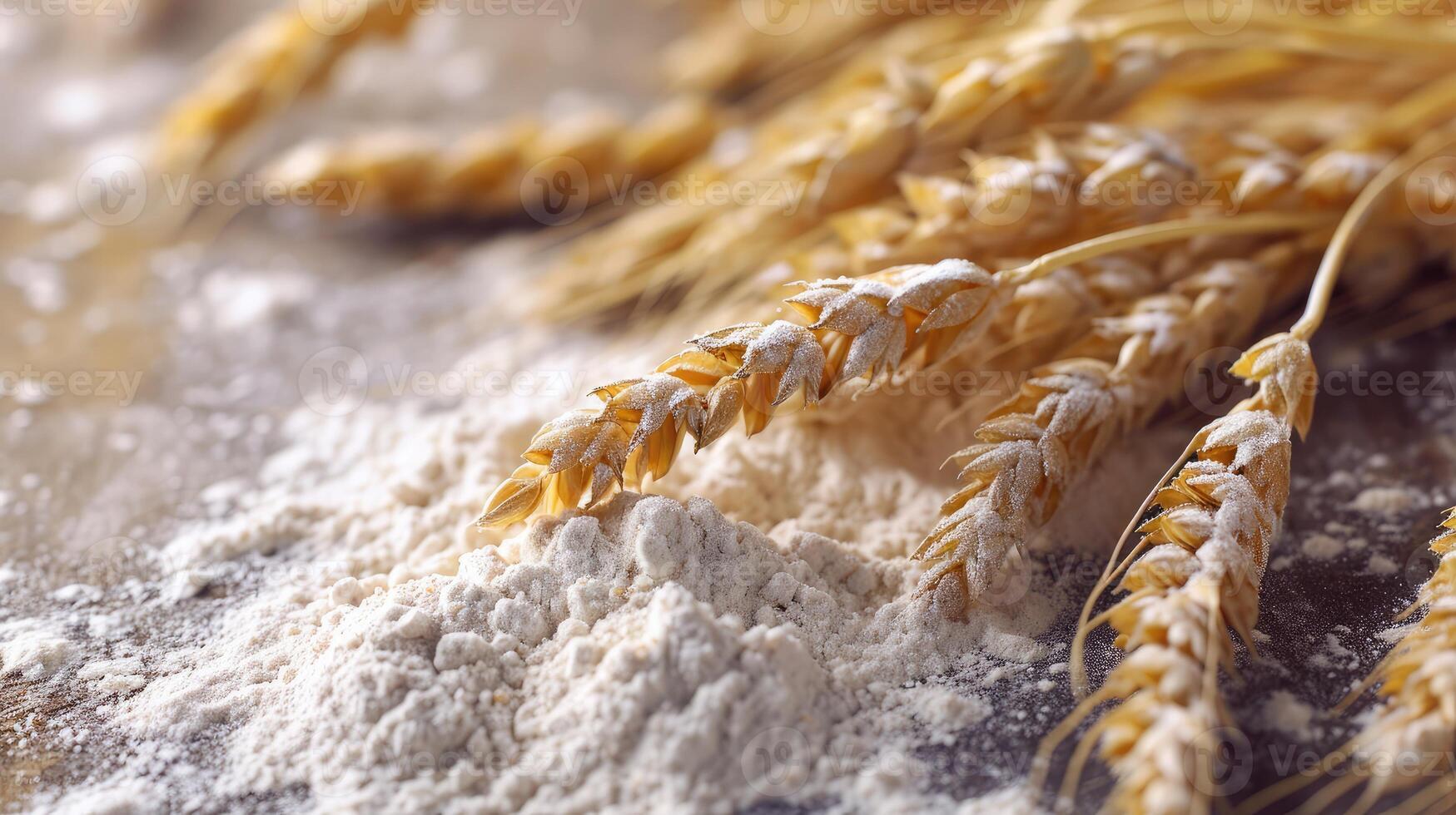 AI generated wheat and flour on the table photo