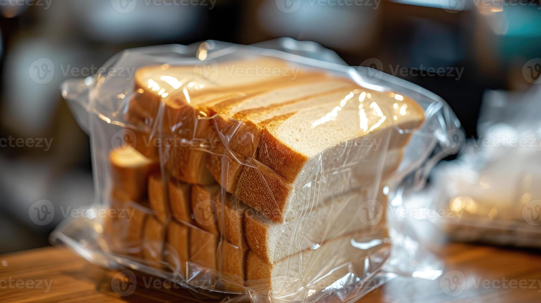 AI generated Sliced bread in plastic bag photo