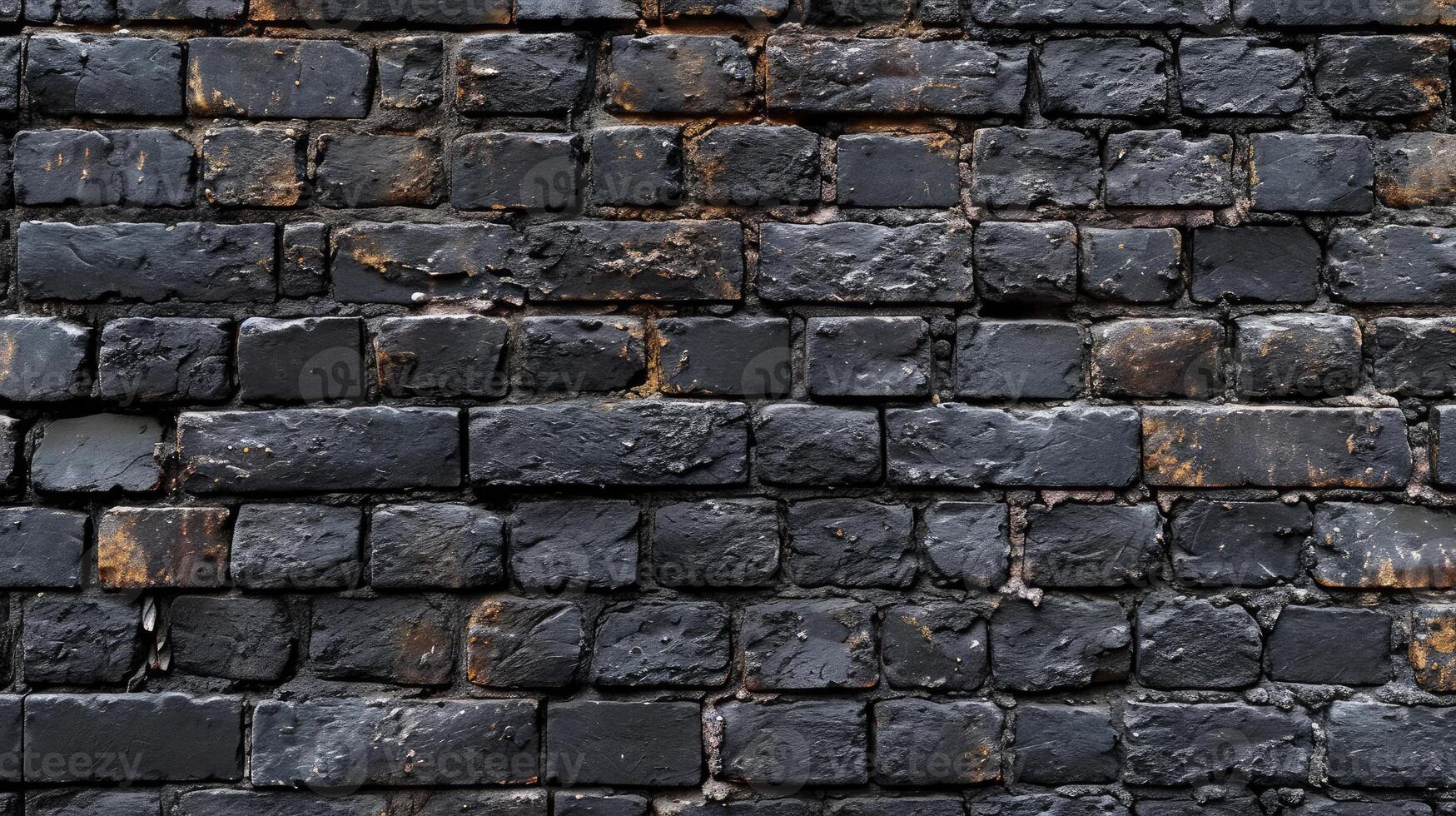 AI generated black brick wall, brickwork background for design photo