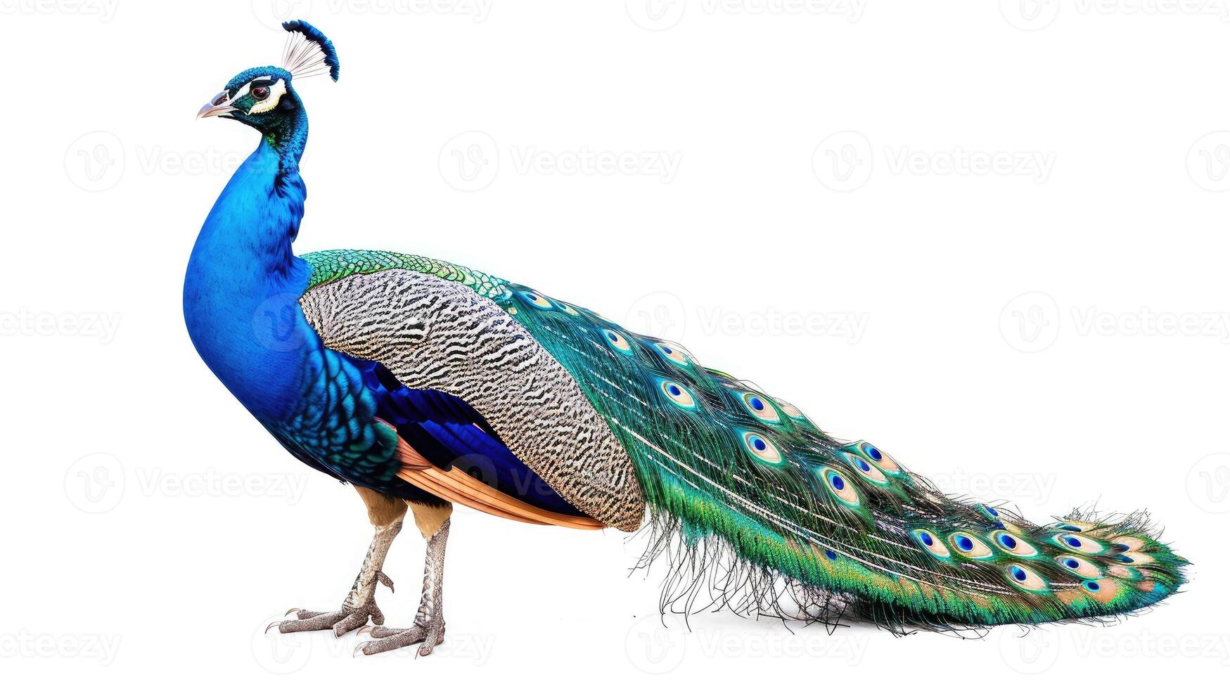 AI generated peacock on isolated white background. photo