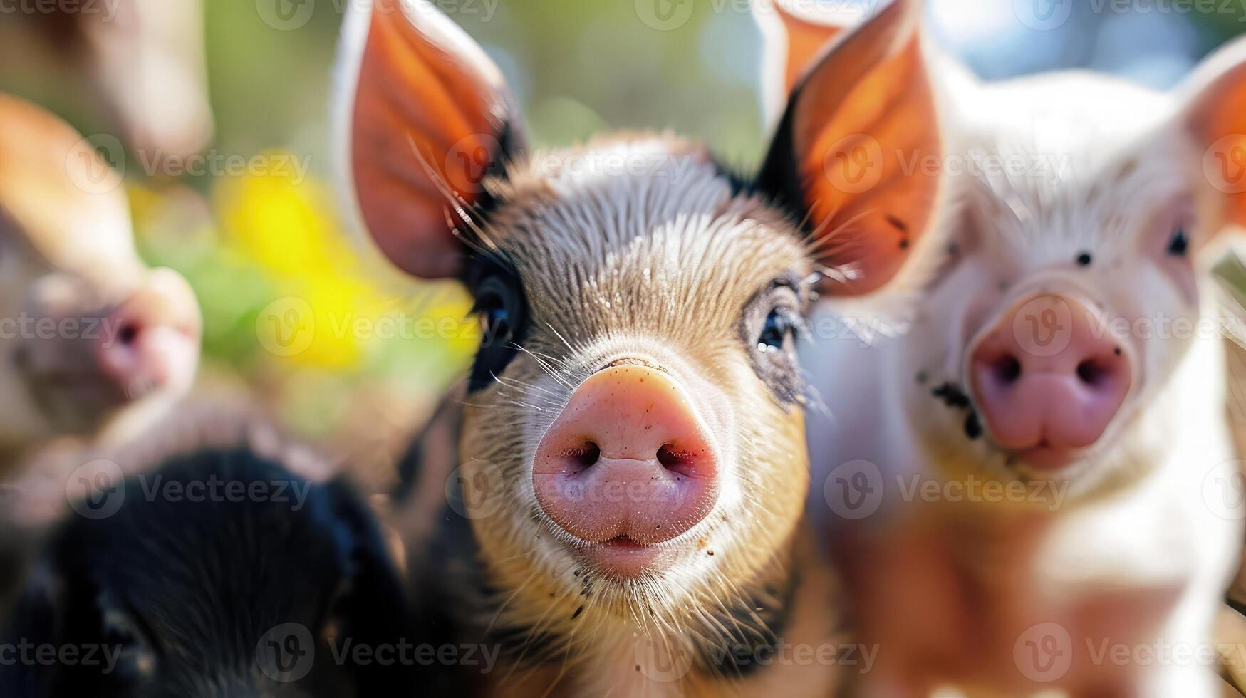 ai generado linda bebé granja animales en de cerca. Perfecto para para niños libros y educativo materiales foto