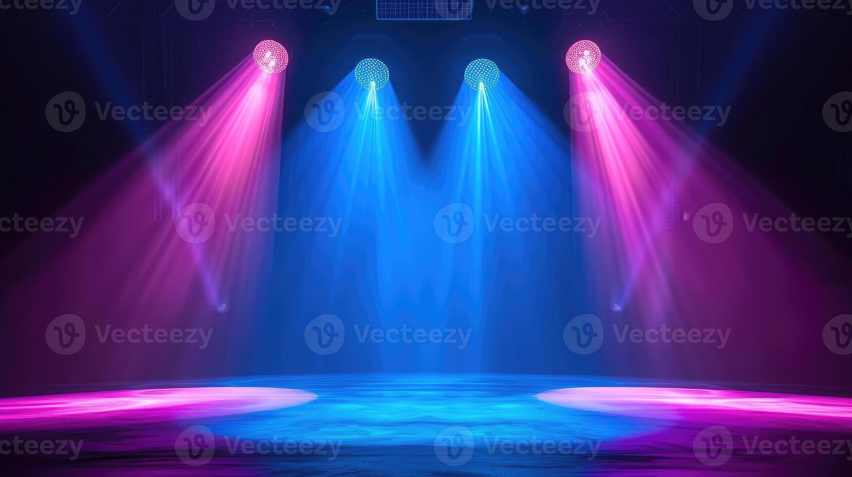 AI generated Spotlight effect for theater concert stage. Abstract glowing light of spotlight illuminated photo