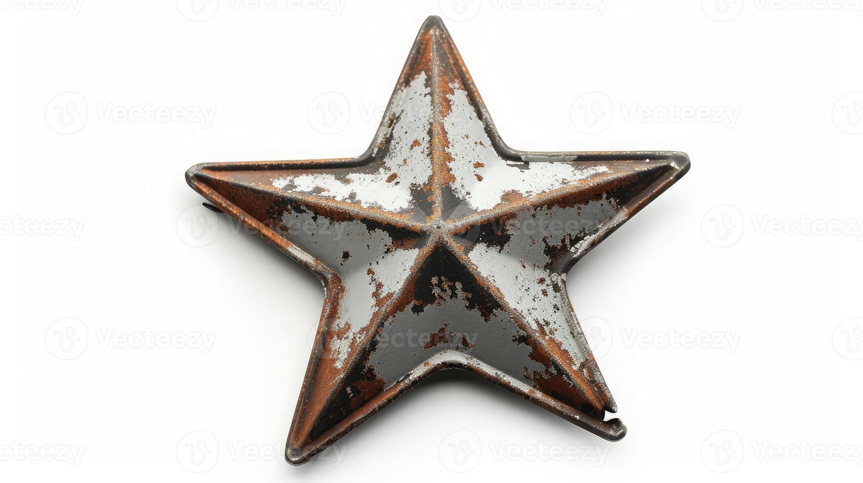 AI generated metal star isolated white photo