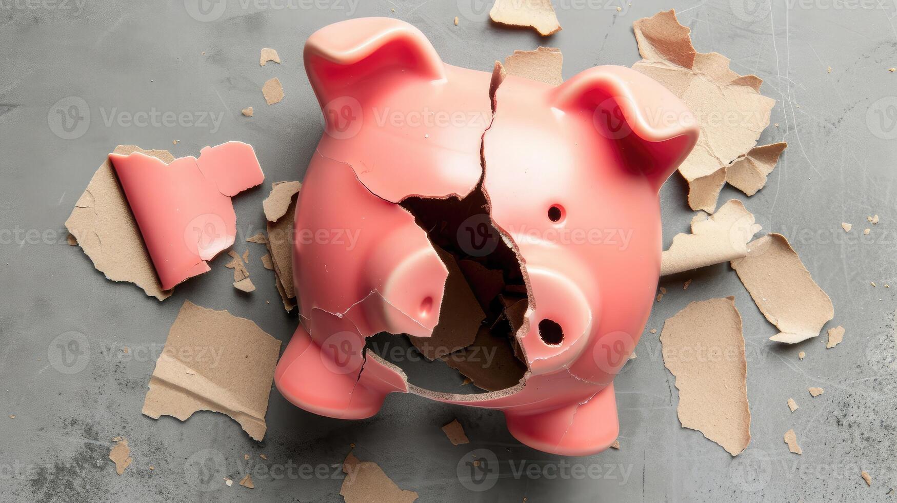 AI generated Broken piggy bank photo