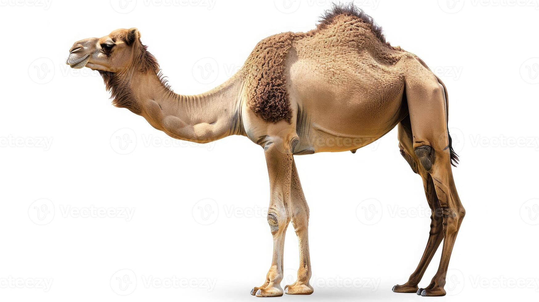 AI generated camel on isolated white background. photo