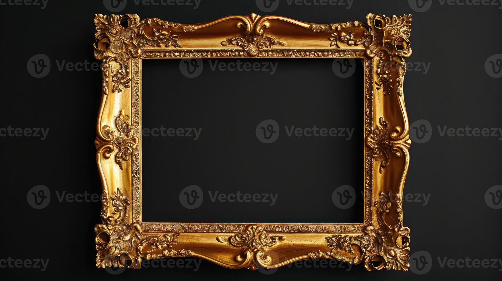 AI generated Golden picture frame isolated photo