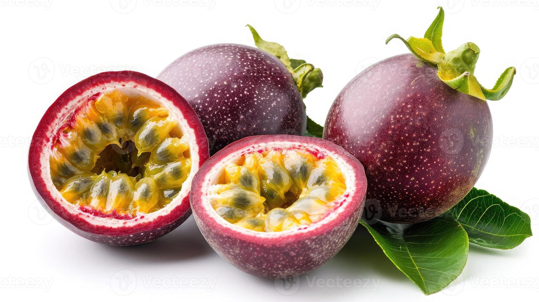 AI generated passionfruit on isolated white background. photo