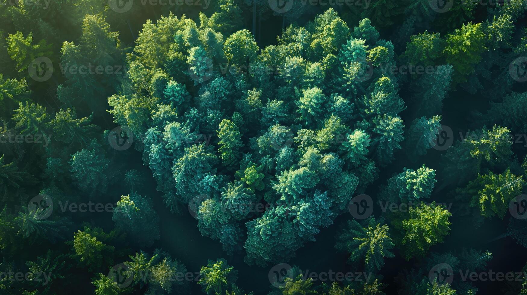 AI generated spring forest trees in the center of the heart on Valentine's Day photo