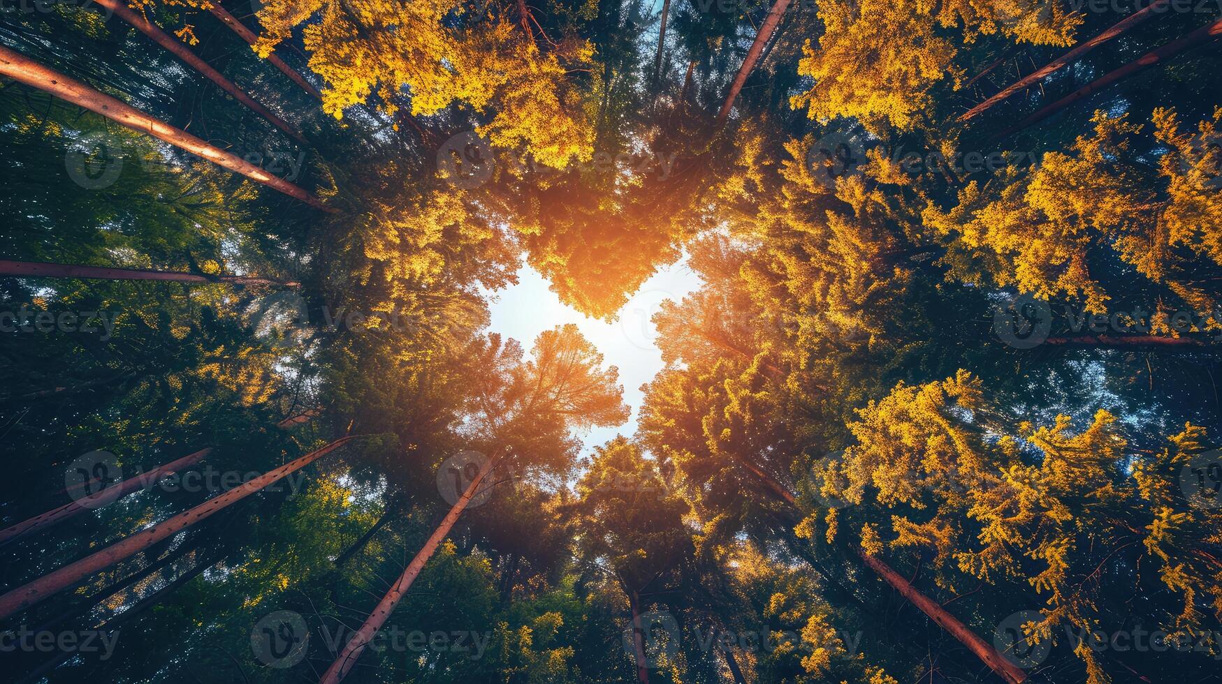 AI generated spring forest trees in the center of the heart on Valentine's Day photo