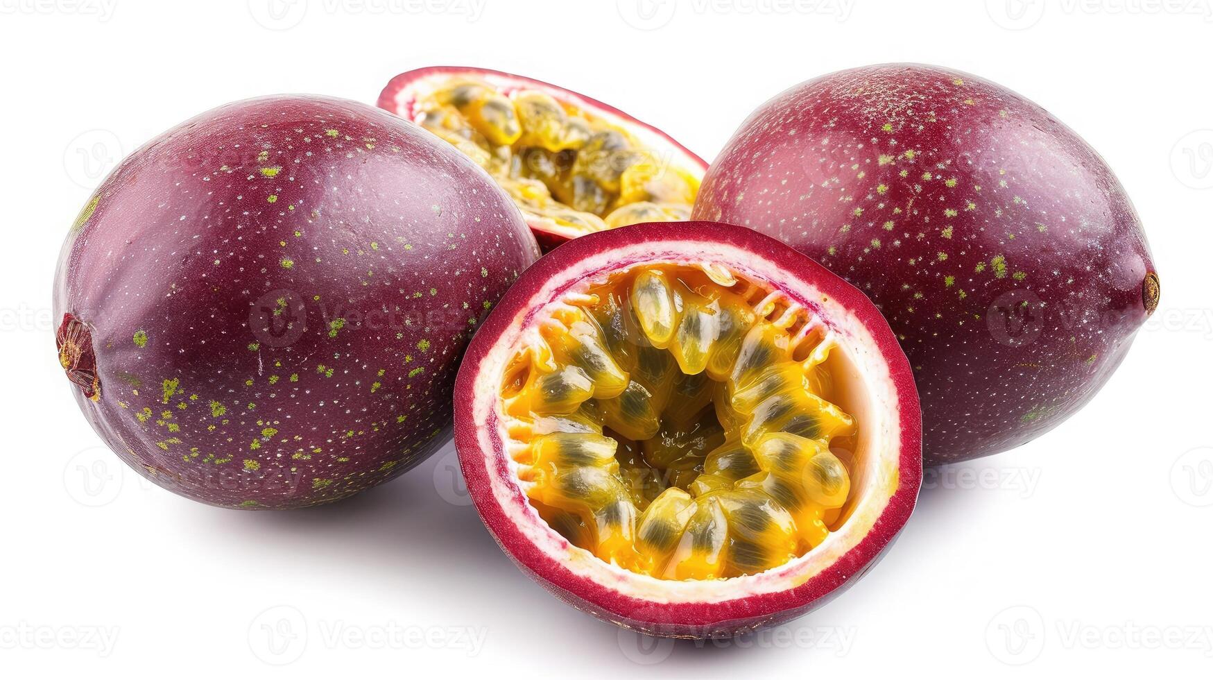 AI generated passionfruit on isolated white background. photo