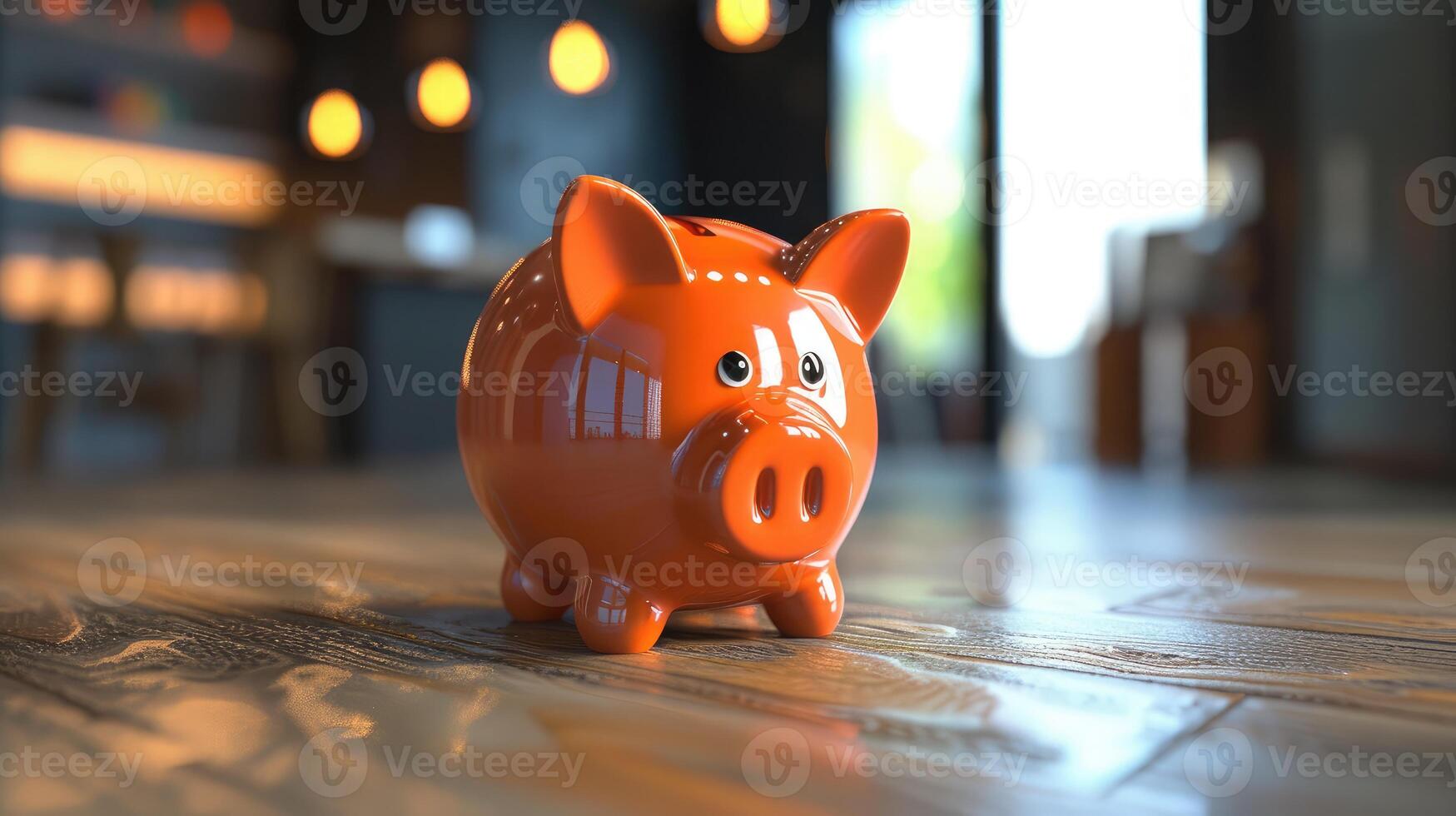 AI generated Piggy bank on floor concept for saving, accounting, banking and business account photo